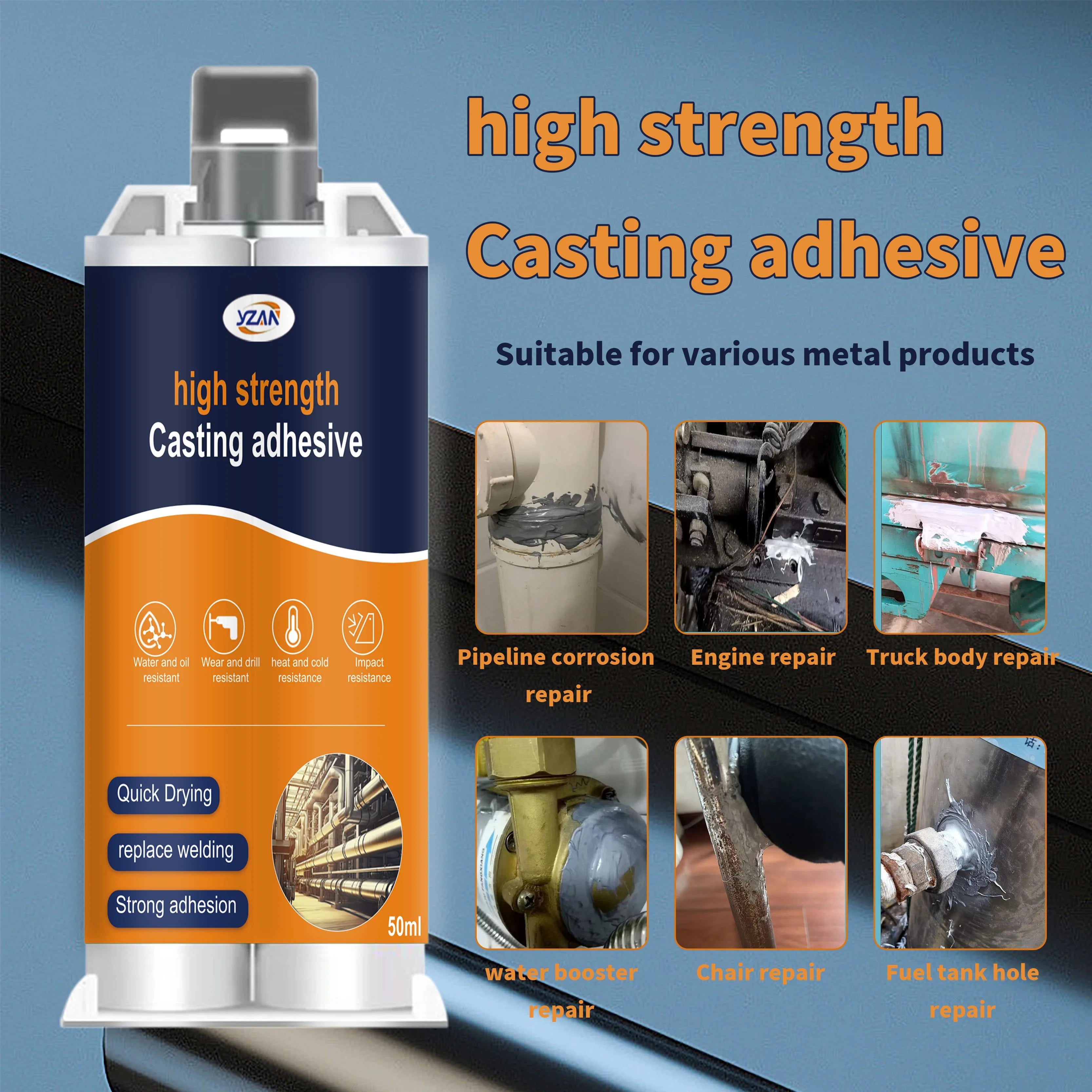 LOOLIFL nouvelle colle métallique AB, colle de coulée, colle de soudure plastique, mastic d'étanchéité, colle de résine époxy, outil d'injection de colle d'envoi, vente directe d'usine